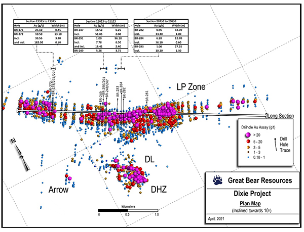 Plan map showing the locations of drill holes reported in this release.