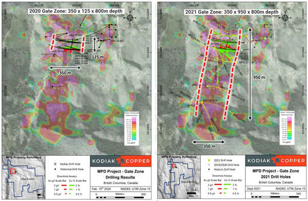 Plan map of the Gate Zone comparing 2020 results to 2021 results